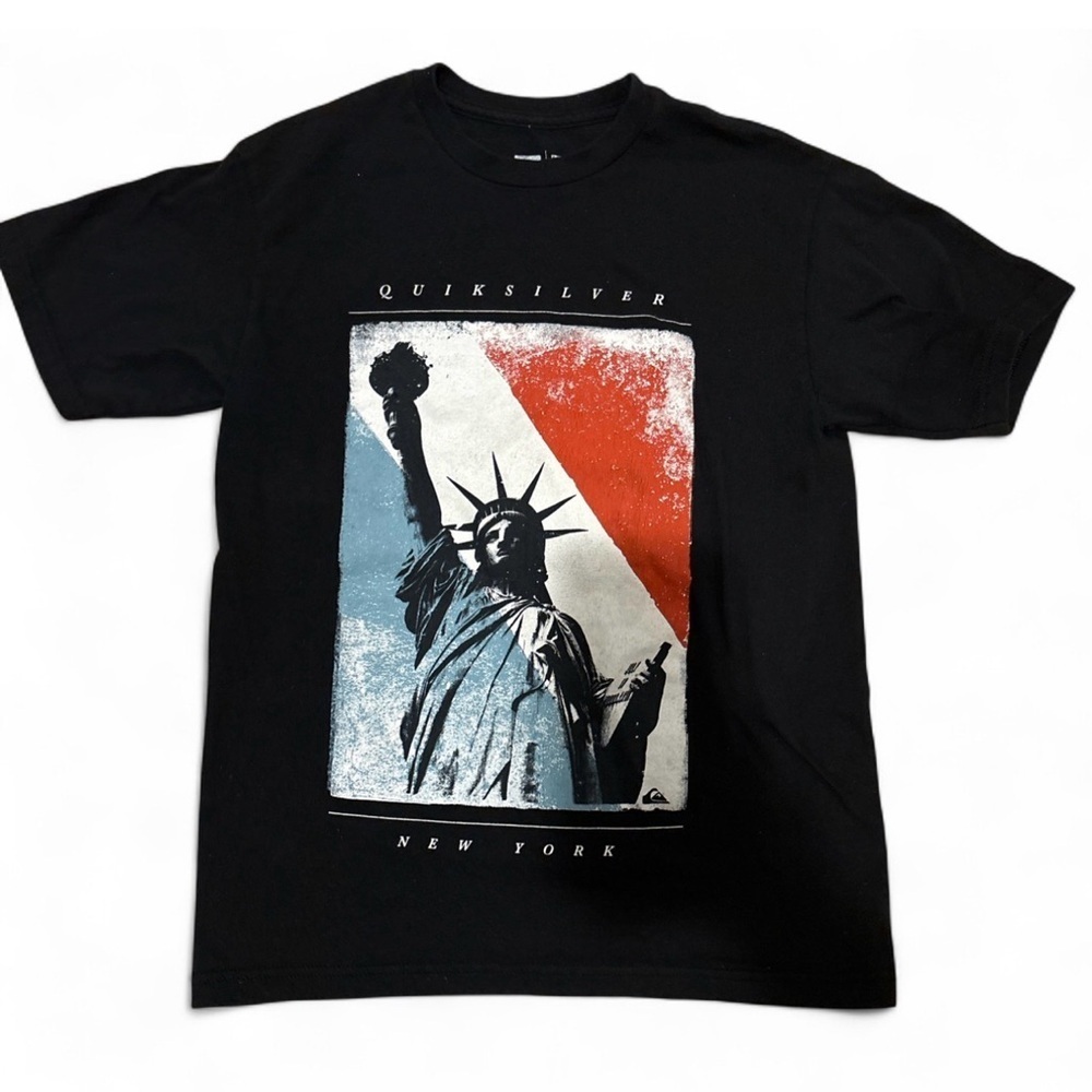 Quiksilver Black New York Graphic T-Shirt Statue of Liberty Size Small